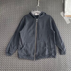 Onque Casual Black Full‎ Zip Up Hoodie Sweater Casual Wear Men's Size Large